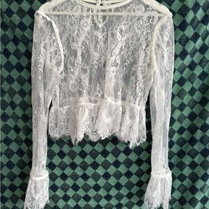 Elegant White Lace Women's Top